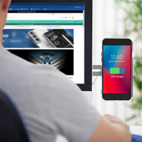 GALVANOX MagSafe Desktop/Laptop Charger Stand - Magnetic Wireless Charging for iPhone 12/13/14 (15W) Desktop Computer Phone Holder Mount (Aluminum Silver)