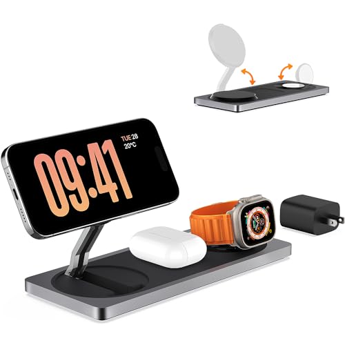 PETINO 3 in 1 Wireless Charging Station for Apple Devices with MagSafe - color: Black