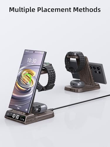 Wireless Charger for Samsung, Android Charger for Samsung Galaxy S25 Ultra - color: Woodgrain