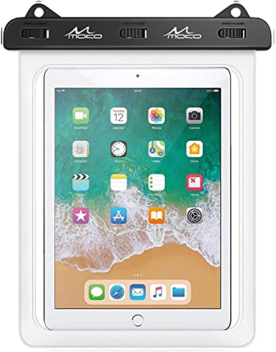 MoKo Waterproof Tablet Case, Tablet Pouch Dry Bag, Up to 12 in, Black | Compatible with iPad 10th, iPad 9/9.7/10.2, iPad mini 6/5/4/3, iPad Air 5/4, Air 3 10.5, iPad Pro 11 2022, Galaxy Tab S6/S7 - color: Clear with hand strap