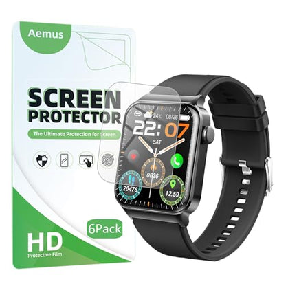 Screen Protector Compatible for STECEi T50S Smart Watch 1.85" (6 Pack) Full Coverage Clear TPU Soft Film