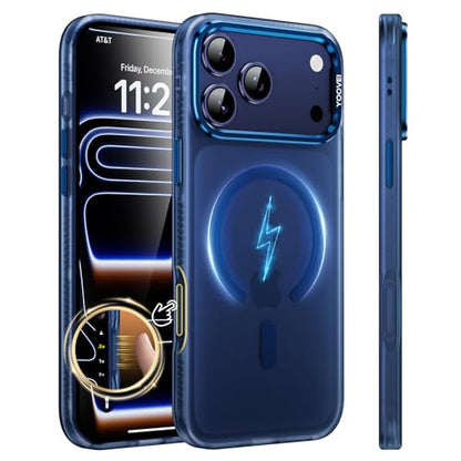 Slim Fit for iPhone 17 Pro Max Case [Compatible with Magsafe] Camera Control [Military Grade Protection], Translucent Matte Soft Touch Shockproof Protective Magnetic Phone Cover,Frosted Blue - color: Blue