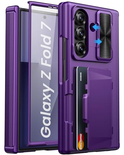 for Samsung Galaxy Z Fold 7 Wallet Case, Camera Cover, Dark Purple - color: Dark Purple