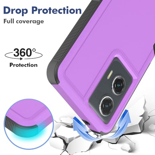 for Moto G Stylus 5G 2024 Case: Dual Layer Protective Heavy Duty Cell Phone Cover Shockproof Rugged with HD Screen Protector - Military Protection Bumper Tough - Motorola Moto G Stylus 5G 2024, Purple - color: Purple (PC) + Black (TPU)