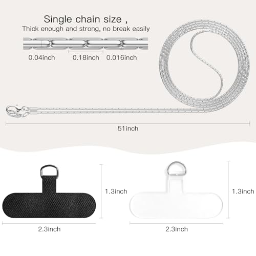 UnnFiko Crossbody Cell Phone Lanyard for Women, Universal Metal Phone Chain Strap Crossbody with 2X Phone Tether Tab, Multifuctional for iPhone and Most Smartphones (Silver) - color: Silver