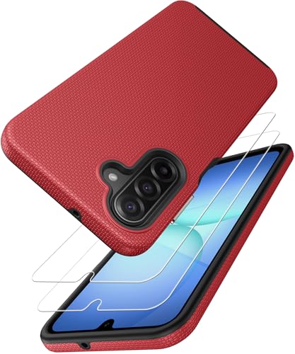 SSLOTSCASE for Samsung Galaxy A17 5G Phone Case, Red | HD Screen Protector [Raised Edges Protect Camera] Lightweight Sturdy Dual Layer Anti-Scratch Protective Cover for Galaxy A17 - color: Red, size: A17