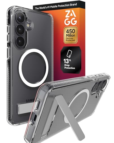 ZAGG Crystal Palace Snap Samsung Galaxy S26+ Case with Kickstand - Clear, 13ft Drop Protection with Graphene, Crystal Clear Magnetic Case, Anti-Yellowing Slim Cover - size: Samsung Galaxy S26 Plus, style: With Snap