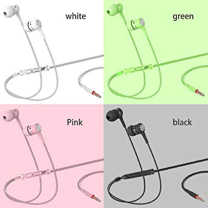 YNR 4 Pairs Wired Earbuds with Microphone & Volume Control, in Ear Earphones for School, Noise Islating High Definition, for 3.5mm Jack iPhone iPad iPod Samsung Google Devices (A12-4) - color: A12-4
