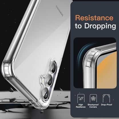 JETech Case for Samsung Galaxy S24 FE, Non-Yellowing Shockproof Bumper Protective Phone Cover, Anti-Scratch Hard PC Back (Clear) - color: Clear, size: Galaxy S24 FE