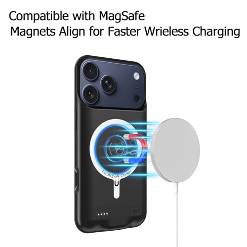 Battery Case for iPhone 17 Pro Max, Upgraded 12000mAh Pack Rechargeable Charger Case with Wireless Charging Compatible for iPhone 17 Pro Max (6.9 inch) External Battery Charging Cover (Black) - size: iPhone 17 Pro Max-Black
