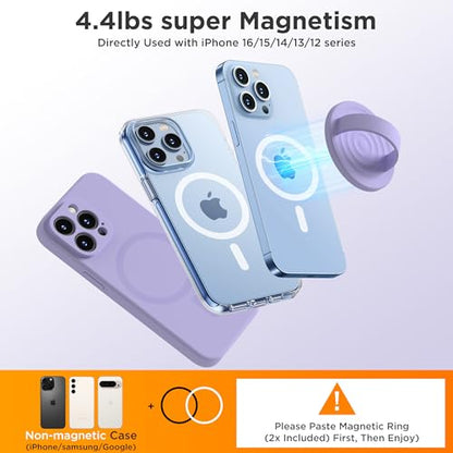 Upgraded Magnetic Phone Grip, Liquid Silicone Soft and Portable, Removable Finger Loop Ring Grip Holder for iPhone, Strong Magnetic Attraction, Compatible with MagSafe Phone Case, Lilac Purple - color: Lilac Purple