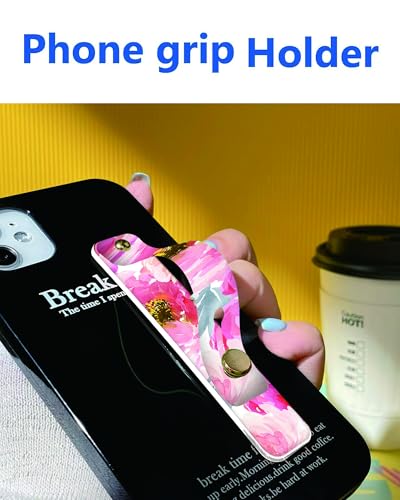 Phone Finger Strap Holder, Portable Phone Grip Loop, Telescopic Silicone Phone Stand, Compatible with Most Smartphones (Watercolor Spring Flower) - color: Watercolor Spring Flower