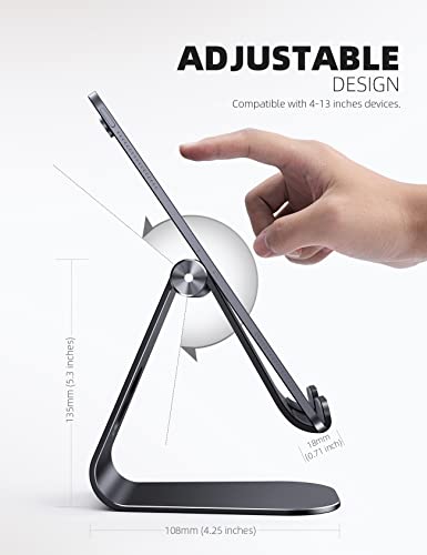 Lamicall iPad Stand Adjustable Tablet Holder, Sturdy Aluminum, Multi-Angle - color: Black