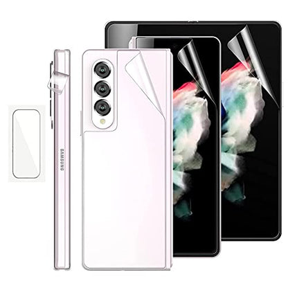 For Samsung Galaxy Z Fold3 5G Screen Protector Hydrogel Film,5 in 1 HD Clear Anti-Scratch Soft Screen Protector for Galaxy Z Fold 3 Front Screen,Inside Screen,Back&Hinge,Lens Film