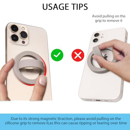 Magnetic Silicone Phone Grip,Comfy Finger Loop Grip Phone Holder,Strong Grip,Comfortable,Easy to Install and Remove,Compatible with Magsafe for iPhone 16/15/14/13/12 Series (Coffee) - color: Coffee