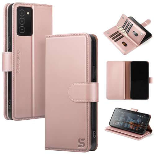 Shieldtop Compatible with Samsung Galaxy A03S US Wallet Case with Card Holder,RFID Blocking PU Leather Phone Case Folio Flip Shockproof TPU Protective Cover Credit Card Slots Women Men,Rose Gold - color: Rose Gold