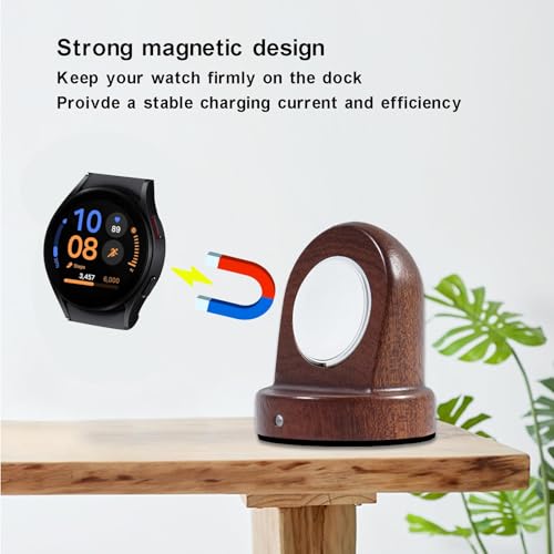 Wood Watch Charger Compatible with Samsung Galaxy Watch 8/7/6/6 Classic/ 5/5 Pro/4/4 Classic/3/Active 2 Charger Stand,Wireless Smart Watch Charger Magnetic for Samsung Watch,Gift for Men Women
