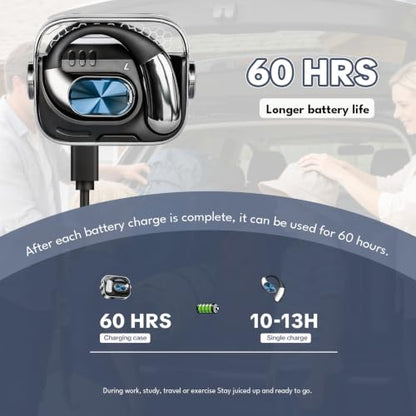 Open-Ear Headphones, Wireless Bluetooth Earbuds 360° Swivel Charging Case