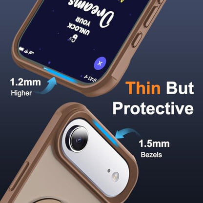 SKYLMW Compatible with iPhone Air Case with Stand,Desert Brown | iPhone Air Phone Case 6.5",Magnetic Ring Stand,Compatible with MagSafe,Military-Grade Protection,Great Grip Feeling - color: Desert Brown, size: Iphone Air