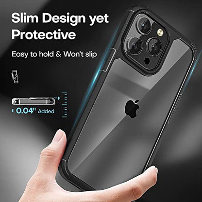 TAURI 5 in 1 for iPhone 13 Pro Case Black, [Not-Yellowing] [Military Grade Protection] Slim Shockproof Phone Lanyard Case for iPhone 13 Pro, 6.1 inch - color: E-Black