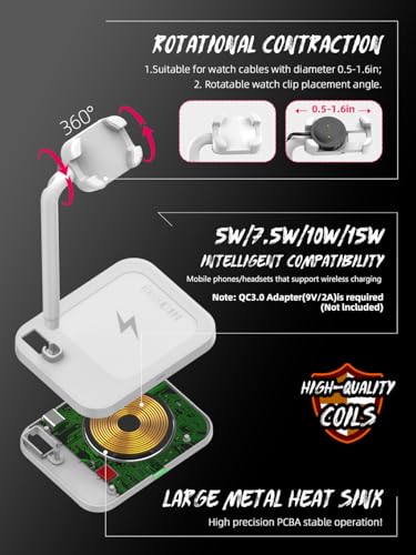 2 in 1 Universal Wireless Charging Dock - color: White Universal Watch Bracket+Wireless charging