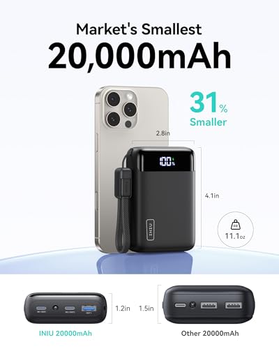 INIU 20000mAh Portable + 30W 2-Pack Type C Charger