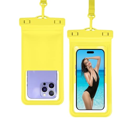 Waterproof Phone Pouch, with Inside Card Holder, Large Waterproof Case Compatible with iPhone 17 16 15 14 13 Pro Max, Beach Cruise Essentials, 1 Pack, Yellow - color: A8-Yellow