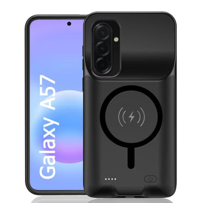 Battery Case for Galaxy A57,Upgraded 12000mAh Rechargeable Portable Extended Battery Pack Supported Qi Wireless Charging Case Compatible with Galaxy A57(6.7 inches) Charging Case-Black - size: Galaxy A57