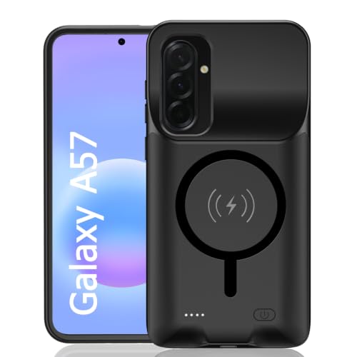 Battery Case for Galaxy A57,Upgraded 12000mAh Rechargeable Portable Extended Battery Pack Supported Qi Wireless Charging Case Compatible with Galaxy A57(6.7 inches) Charging Case-Black - size: Galaxy A57