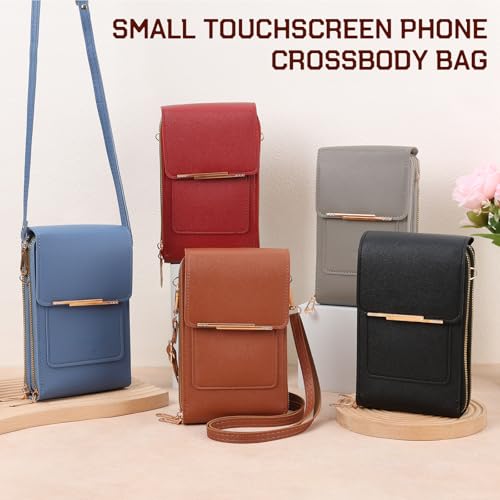 Touchscreen Phone Crossbody Bag,Touch Screen Crossbody Phone Purse,Touchscreen Crossbody Phone Wallet,Compact and Portable - color: Red