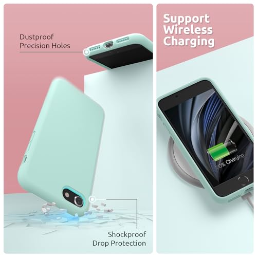 SURPHY Designed for iPhone SE Case, iPhone 8 Case, iPhone 7 Case, Liquid Silicone Phone Case for iPhone se 3rd 2nd SE 2022 SE 2020, Mint Green - color: Mint Green