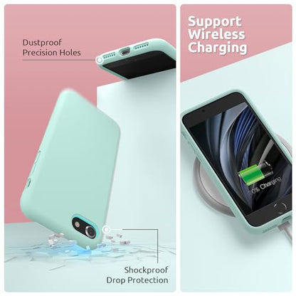 SURPHY Designed for iPhone SE Case, iPhone 8 Case, iPhone 7 Case, Liquid Silicone Phone Case for iPhone se 3rd 2nd SE 2022 SE 2020, Mint Green - color: Mint Green
