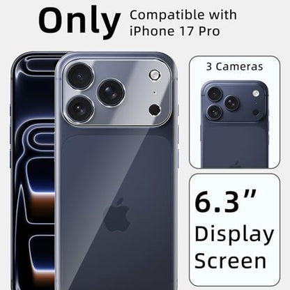 [2+2 Pack Flexible Back Screen Protector + Tempered Glass Camera Lens Protector for iPhone 17 Pro, HD Clear Anti Scratch Self-Healing Not Glass Full Wrapped Edge Soft TPU Hydrogel Film