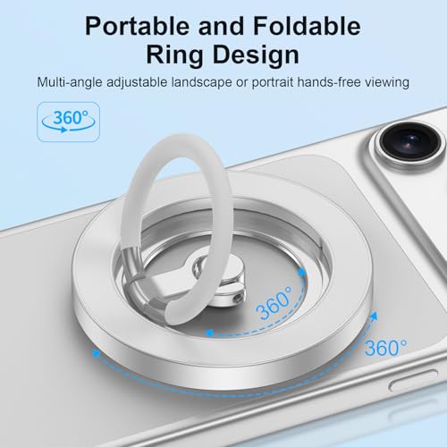 Phone Grip for MagSafe,360° Rotation Two-Sided Magnet Stand - color: White