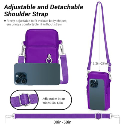 YINHEXI Small Crossbody Bags for Women Trendy, Mini Triple Compartment Cell Phone Crossbody Wallet Purses - color: Purple-2