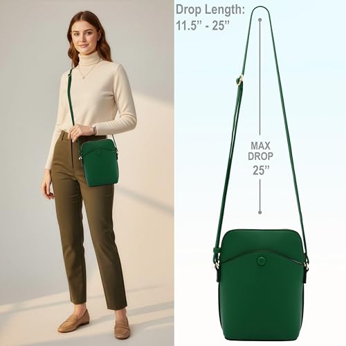 Small Crossbody Bag with Gold Hardware, Mini Shoulder Purse with Adjustable Strap - color: Kelly Green