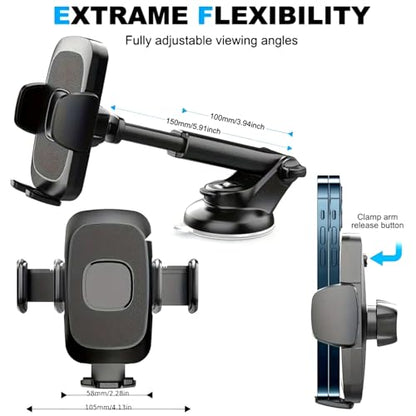 Car Phone Holder, a Universal Phone Holder Suitable for car windshields/dashboards, Dashboard Mounted, Suitable for iPhone, Samsung