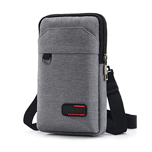 Travel Cell Phone Pouch Belt Pouch, Phone Holster Crossbody Bag with Shoulder Strap for iPhone Case Holder for Hand with Neck Lanyard Smartphone Walking Passport Wallet (Light Grey B) - color: Light Grey B