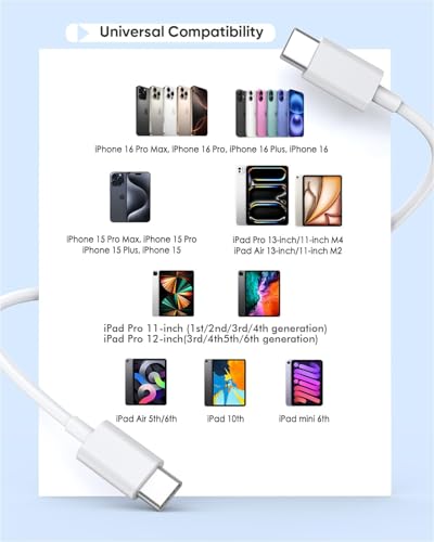 iPhone 17 Charger,USB C Charger Fast Charging with USBC to USBC Cable 2Pack - size: 3FT