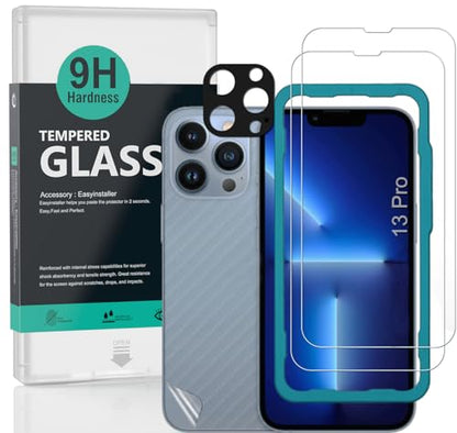 Ibywind for iPhone 13 Pro Screen Protector,2 Pack,9H Hardness Tempered Glass and Camera Lens Protector,with Alignment Frame,Full Coverage,Bubble Free,Fingerprint Unlock,Scratch Resistant - size: iPhone 13 Pro