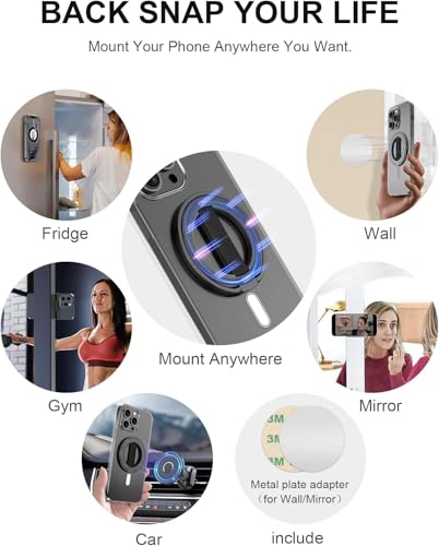 EWA MagOne Ultra for Magsafe Phone Grip Kickstand [Replaceable Elastic Finger Loop], Mag Safe Ring Holder Stand, Two-Sided Magnetic Phone Accessories for iPhone 17,16,15,14,13,12 Pro/Max/Plus-Black - color: Black