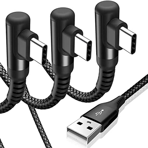 USB to USB C Cable Right Angle [3-Pack 3.3ft 6.6ft 10ft] 3.1A Fast Charging - color: black, size: 3.3ft+6.6ft+10ft
