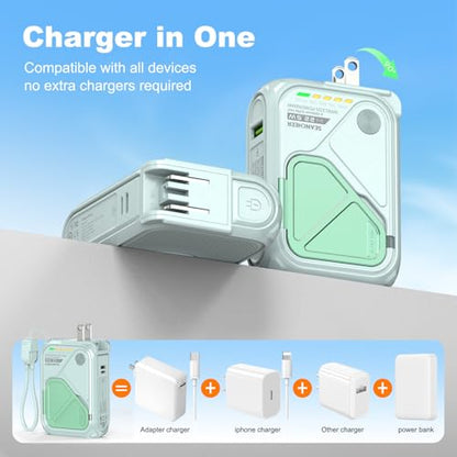 SEANCHEER P05 Portable Charger, Magnetic Power Bank, Small PowerBank Green - color: Green
