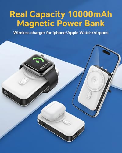 for Magsafe Battery Pack, Real Capacity 10000mAh with AC Wall Plug Charger - color: White