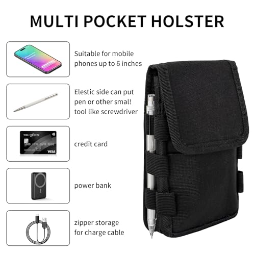 Cell Phone Holster for Men Compatible with iPhone 17/16/15/14/13/12/11,Sumsang, Tactical Phone Pouch Urtra-Nylon Phone Case, Belt Loop Pouch Holster for Hiking Camping Rescue