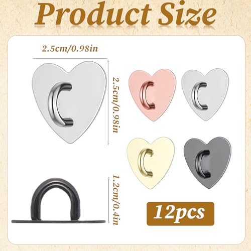 12 Pcs Phone Charm Hook Cell Phone Charm Holder Cute Heart Finger Ring Stand Adhesive Metal Loop Grip for Cellphone Case Pad Tablet DIY Accessories