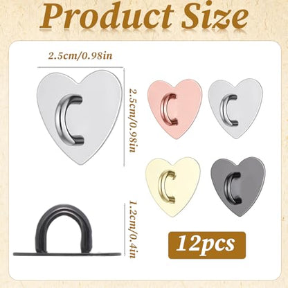 12 Pcs Phone Charm Hook Cell Phone Charm Holder Cute Heart Finger Ring Stand Adhesive Metal Loop Grip for Cellphone Case Pad Tablet DIY Accessories