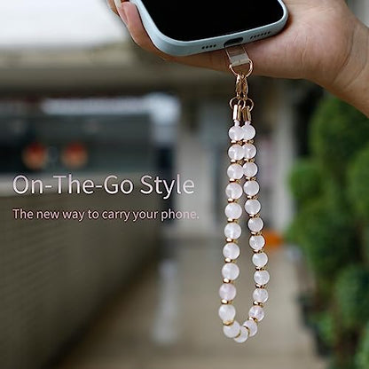 Marble Beaded Phone Wrist Strap for Women, Detachable Design - color: Amethyst Purple