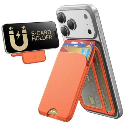 TWZKG for MagSafe Wallet, 5-Card Holder with Stand for Phone Case - color: Orange