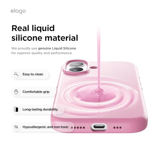 elago Premium Magnetic Silicone Case for iPhone 17 Hot Pink | Compatible with MagSafe, Liquid Silicone Material, Protection, Shockproof, Slim Phone (Hot Pink) - color: Hot Pink, size: iPhone 17